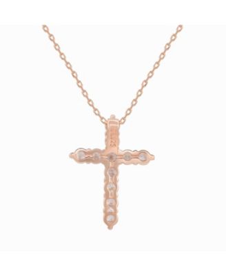 Suzy Levian Sterling Silver Cubic Zirconia Mini Cross Pendant Necklace