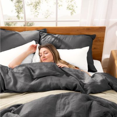 European Flax Linen Breathable Durable 3 Pc. Duvet Cover Set, King/California King