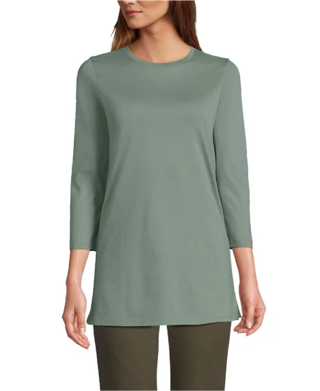 Women's 3/4 Sleeve Cotton Supima Tunic - Lily pad green