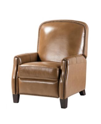 Hickey Modern Genuine Leather Recliner with Nailhead Trim