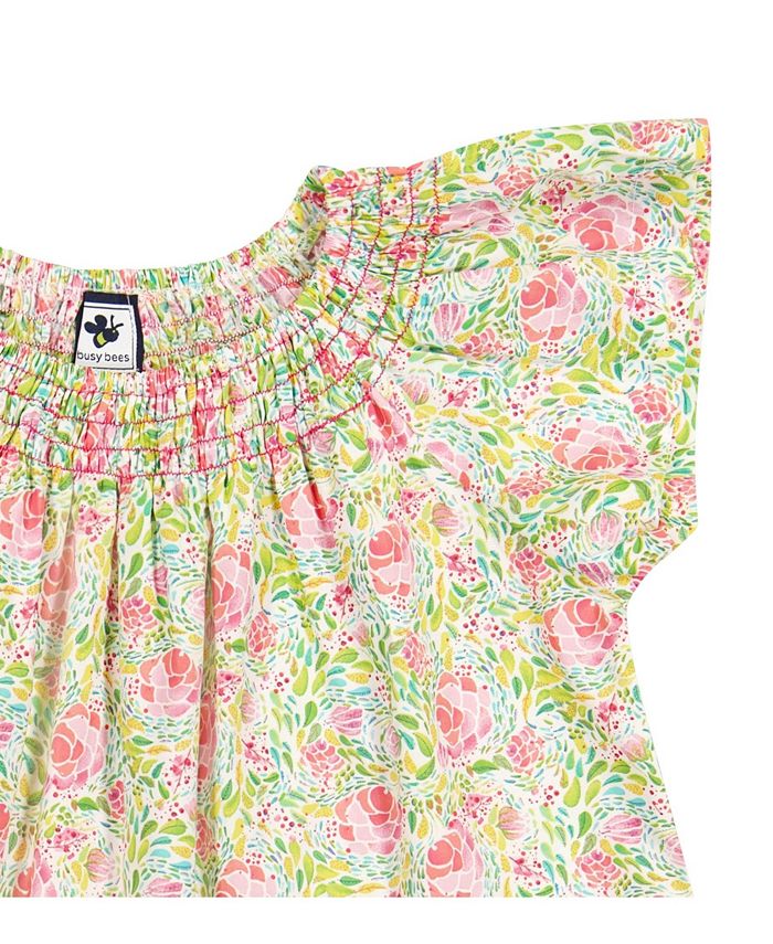 Busy Bees Girls Molly Smocked Neck Flutter Sleeve Top Macy's