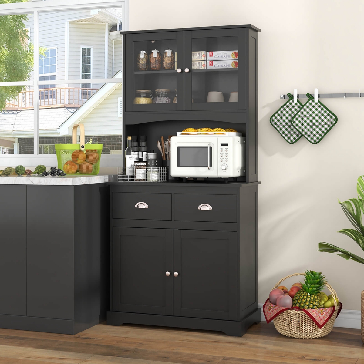 67'' Storage Cabinet Closet Kitchen Pantry Cupboard with Adjustable Shelves