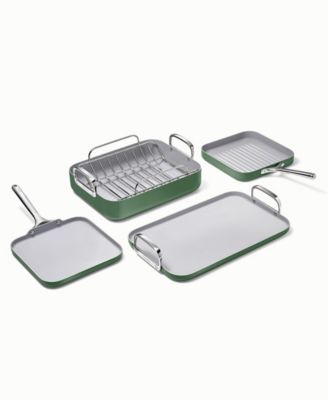Non-Stick Ceramic-Coated 7 Piece Square Cookware Set