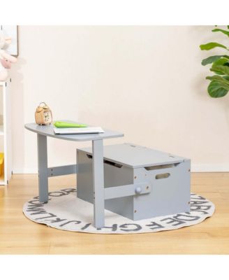 3-in-1 Kids Convertible Storage Bench Wood Activity Table and Chair Set