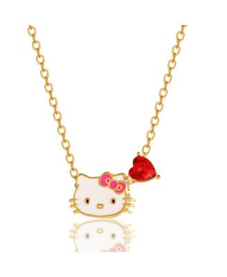 Sanrio Hello Kitty Heart Birthstone Charm Necklace - 16 + 2'' Chain - July-ruby red