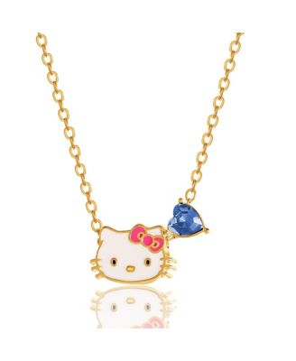 Sanrio Hello Kitty Heart Birthstone Charm Necklace - 16 2 Chain - December-zircon blue 36$