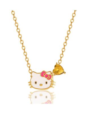 Sanrio Hello Kitty Heart Birthstone Charm Necklace - 16 2 Chain - November-citrine yellow 36$