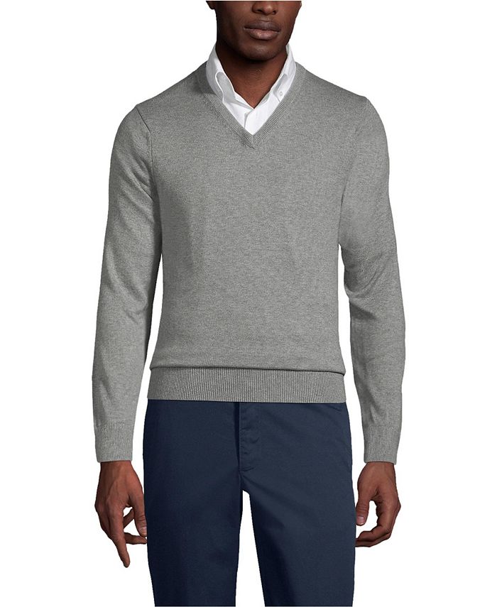 Lands End School Uniform Men s Cotton Modal Fine Gauge V neck