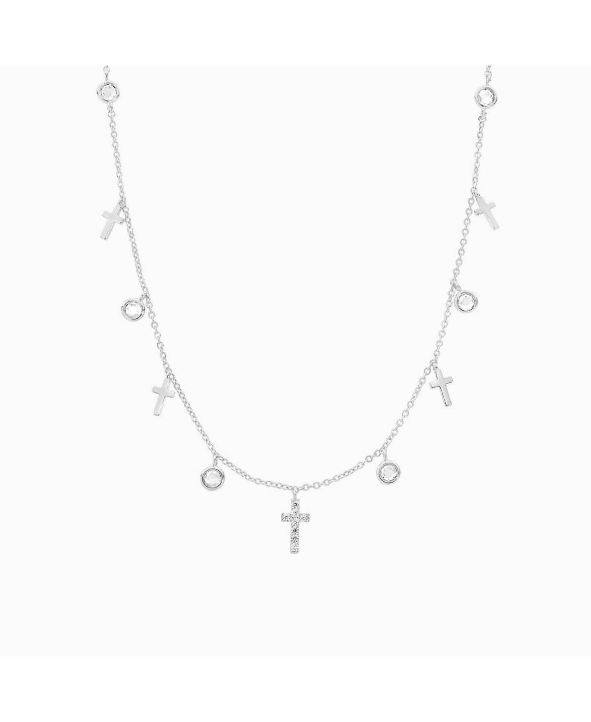Anela Cross Pendant Necklace - Silver