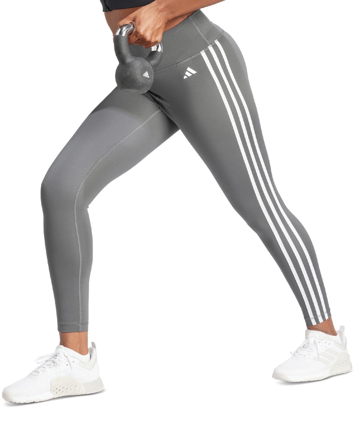 Shop Adidas Originals Women's Train Essentials 3-stripes 7/8 Leggings In Grey
