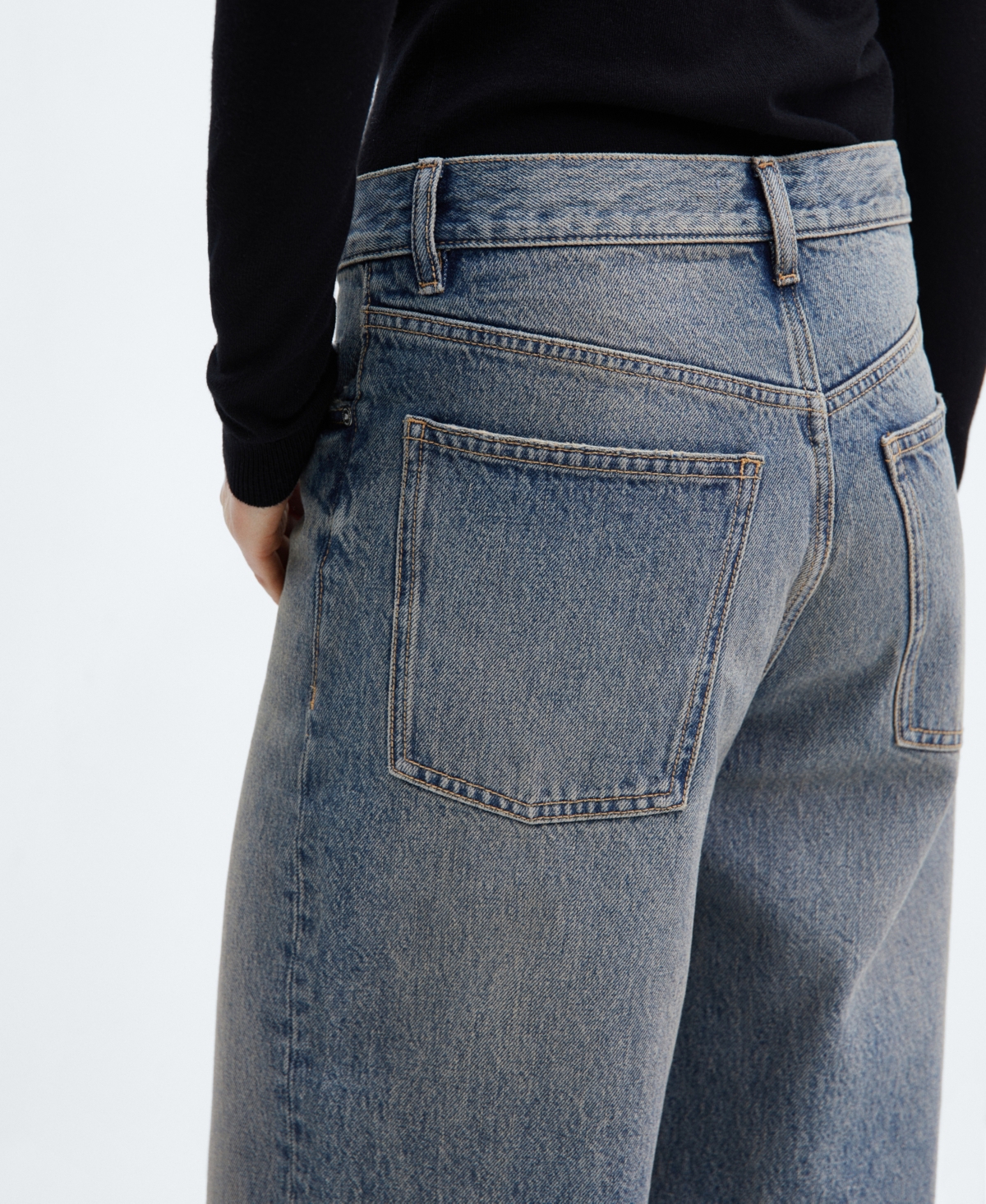 Shop Mango Women's High-waist Wide Leg Jeans In Dark Vintage Blue