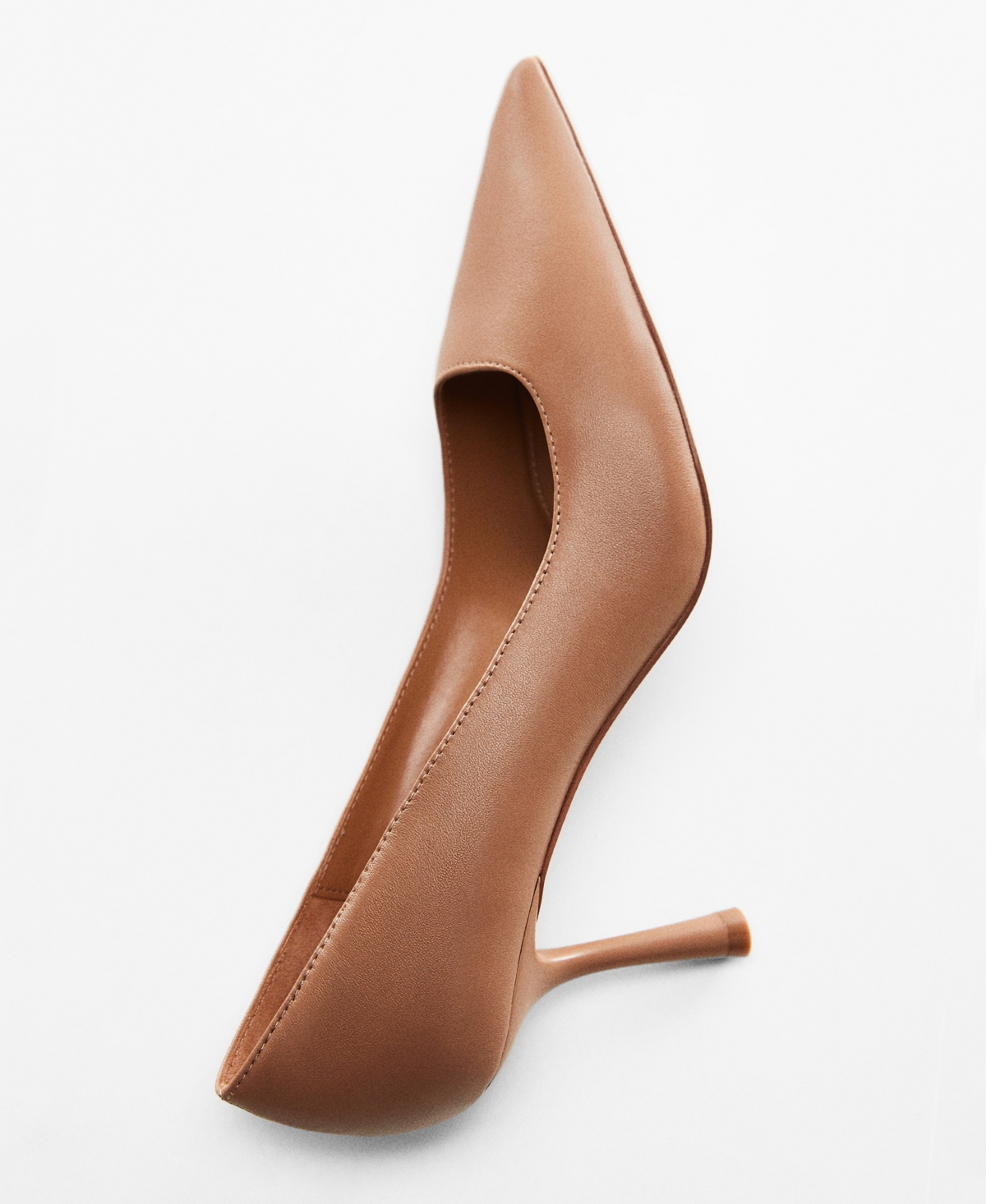 Shop Mango Women's Heel Genuine Leather Shoes In Medium Brown