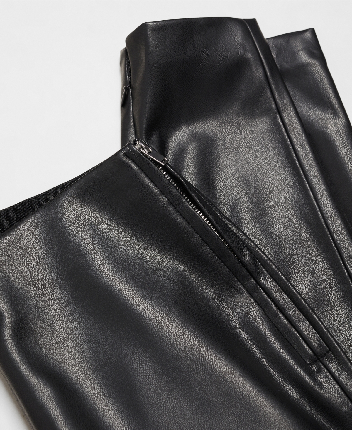 Shop Mango Women's Leather-effect Split Hems Leggings In Black