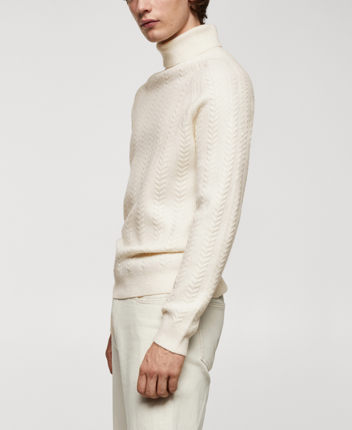 Shop Mango Men's Twisted Turtleneck Sweater In Off White