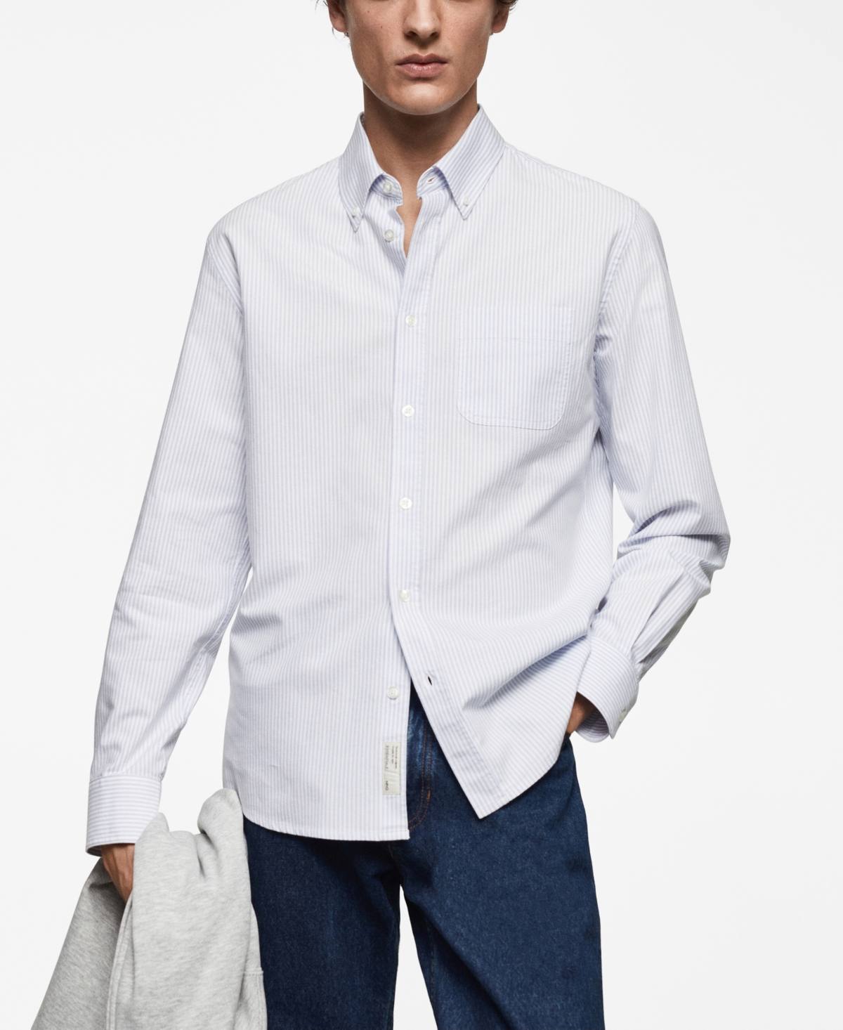 Men's 100% Cotton Kodak Striped Shirt - Sky Blue