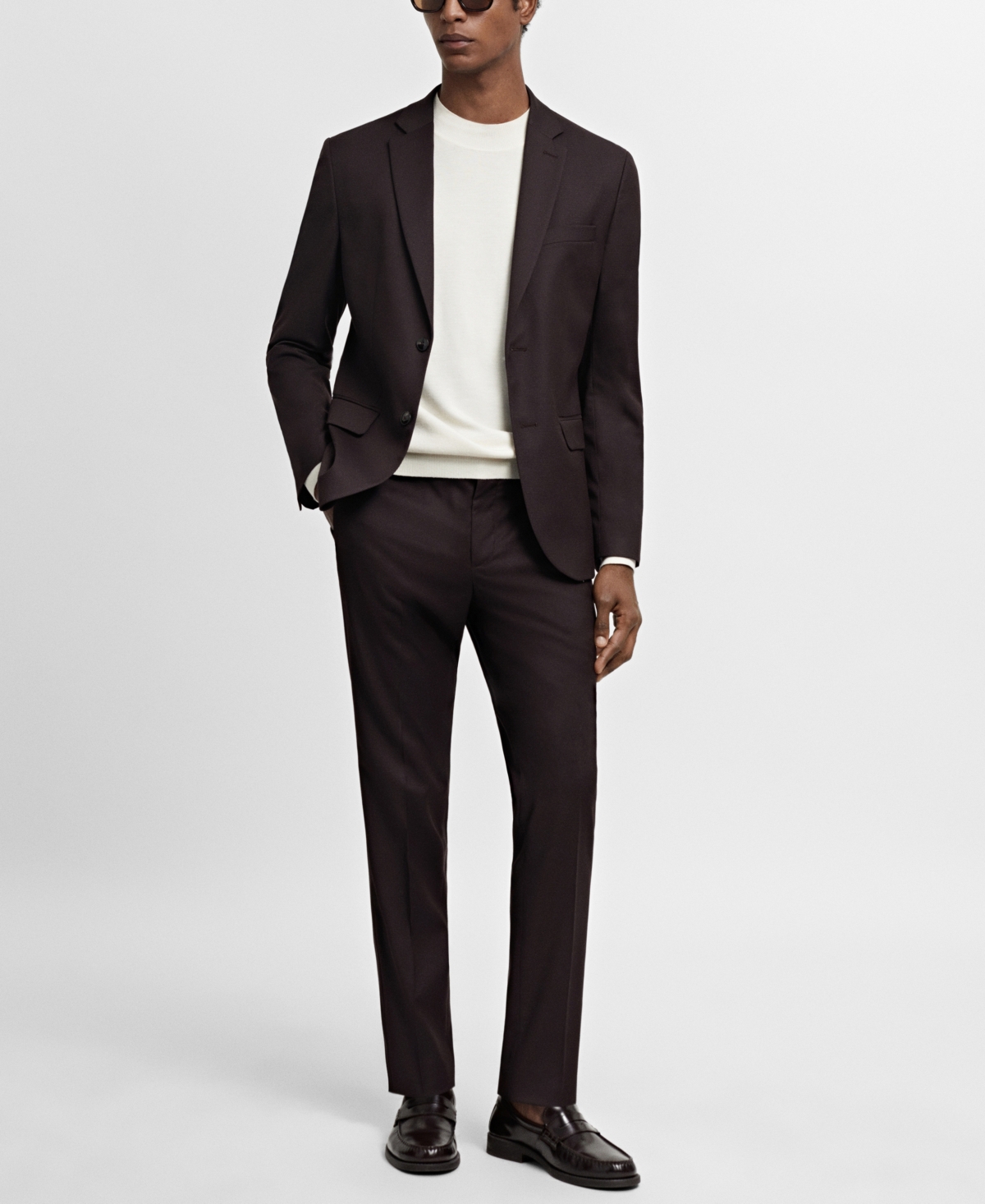 Shop Mango Men's Stretch Fabric Super Slim-fit Suit Pants In Burgundy
