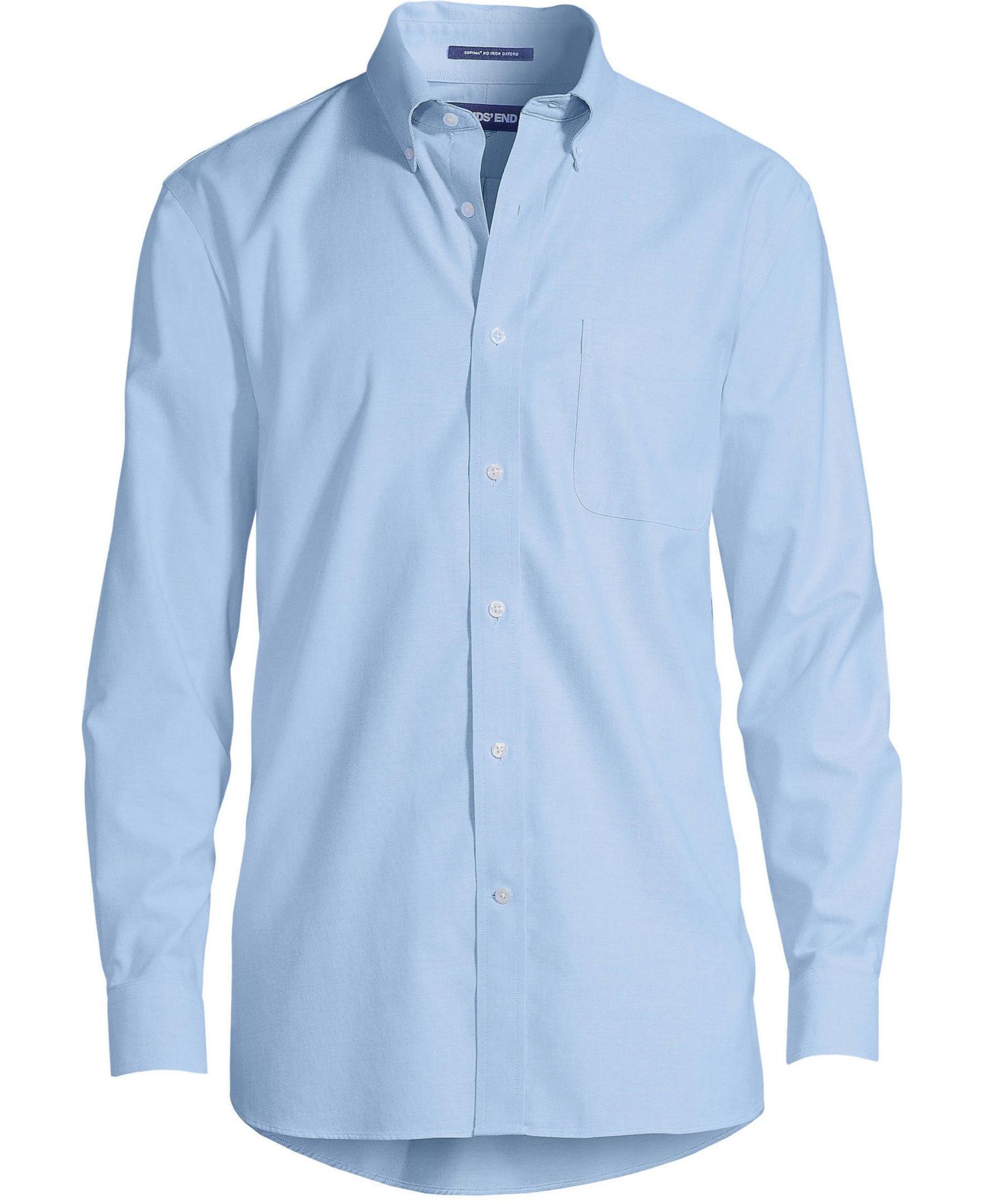 Мужская рубашка Lands' End Traditional Fit Solid No Iron Supima Oxford Dress Shirt, цвет: Синий — фото 2