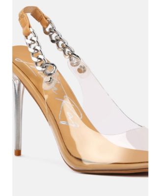 Womens Goddess Metallic Stiletto Heel Slingback Sandals