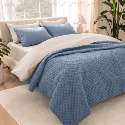 Ultra-soft Diamond Stitched Coverlet 3 Pc Set, Full/Queen