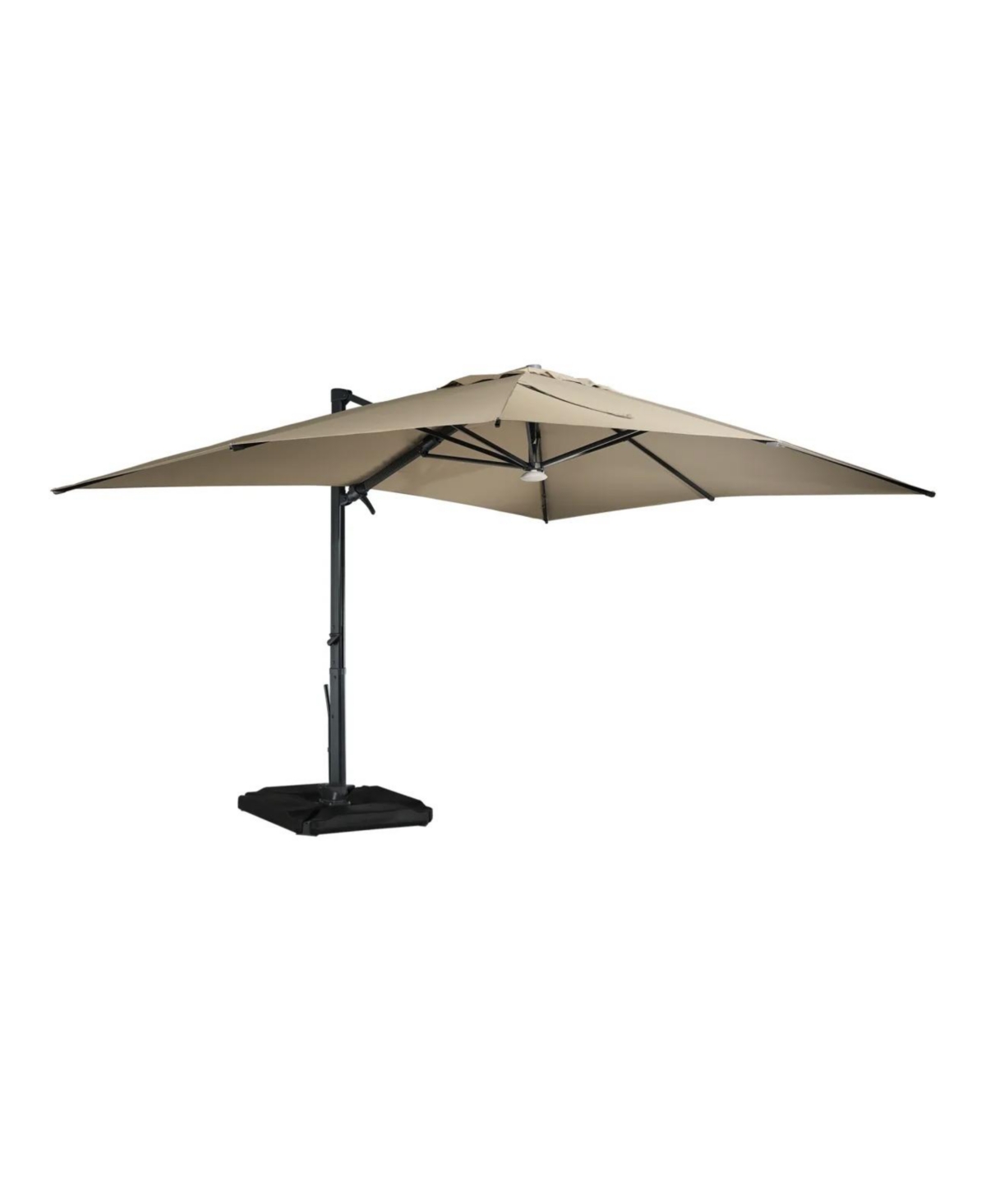 13ft Square Solar Led Cantilever Patio Umbrella with Included Base & Bluetooth Light - Gray