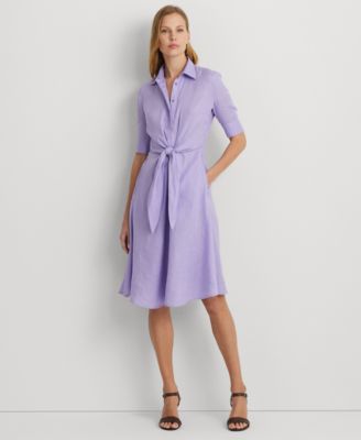 Lauren Ralph Lauren Petite Linen Tie-Waist Shirtdress Macy's