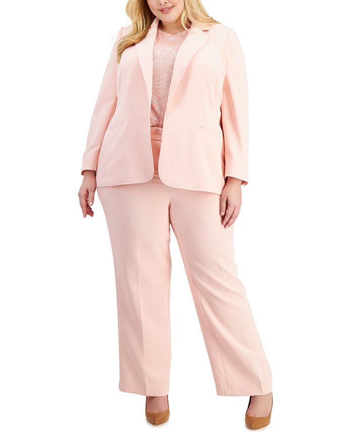Anne Klein Plus Size Notched Collar Open Front Blazer Macy s