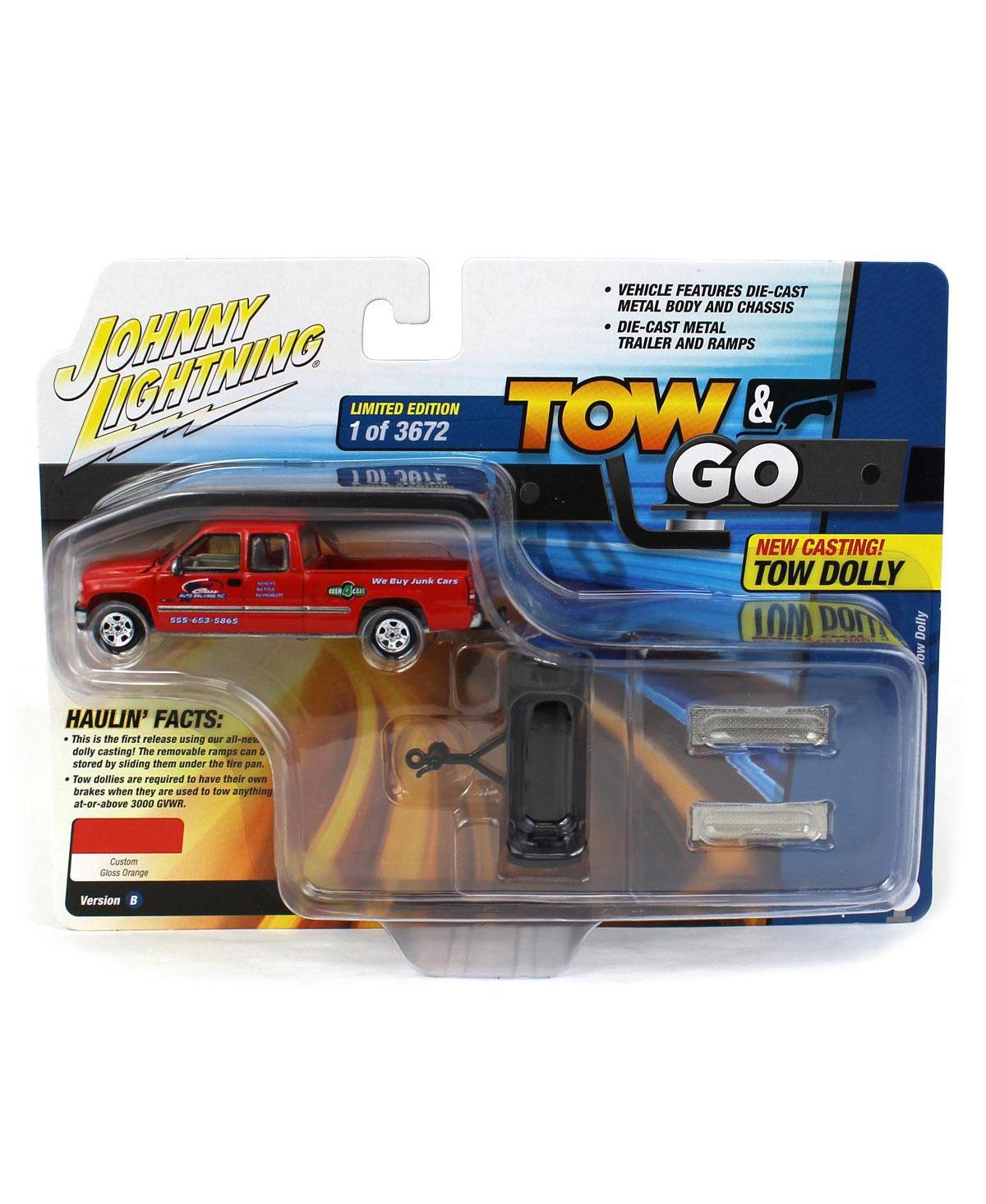 1/64 2002 Chevrolet Silverado Extended Cab Pickup with Tow Dolly, Molly Hot Rod Customs - Orange