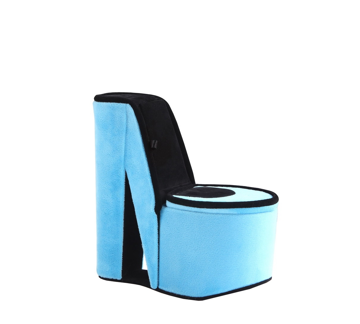 9" Tall Display Jewelry Box With Hidden Storage, High Heel Shoe Design, Turquoise Velvet - Turquoise/aqua