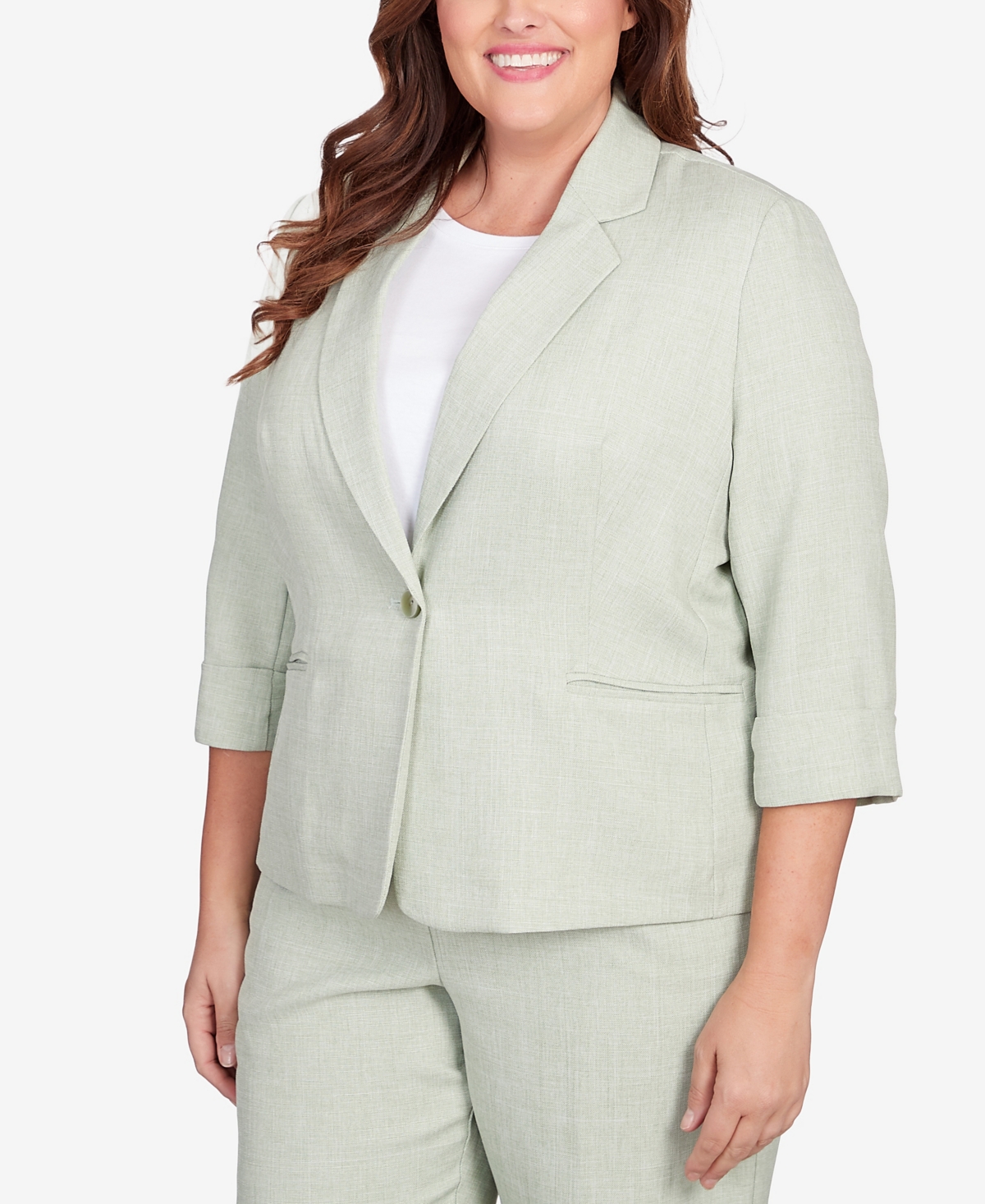 Alfred Dunner Plus Size English Garden Button Front Blazer Jacket