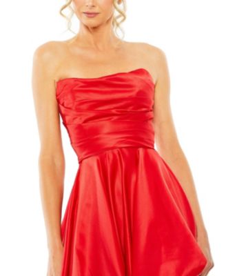 Women's Strapless Ruched High Low Gown