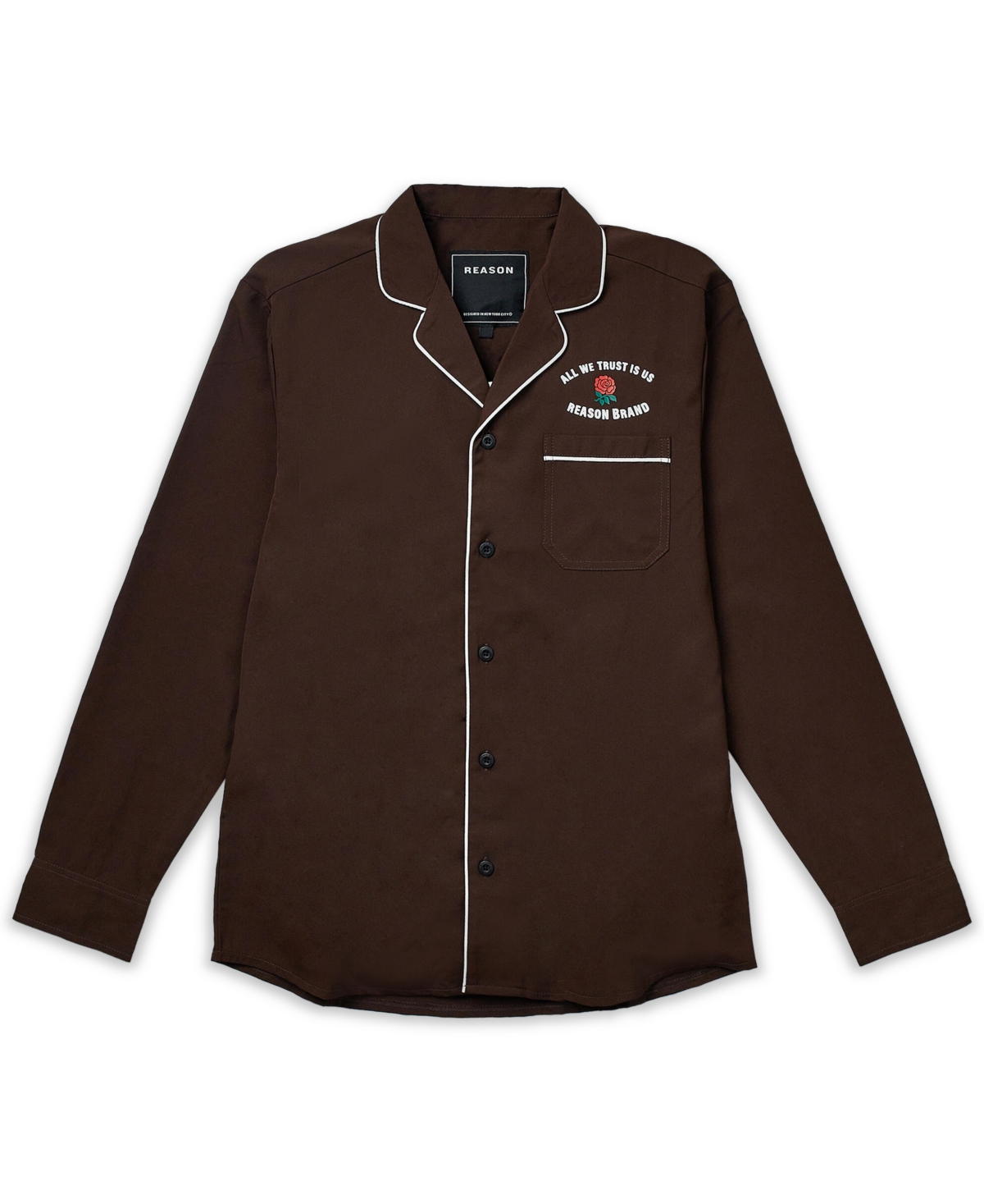Reason Men's All We Trust Long Sleeve Woven Shirt In Brown