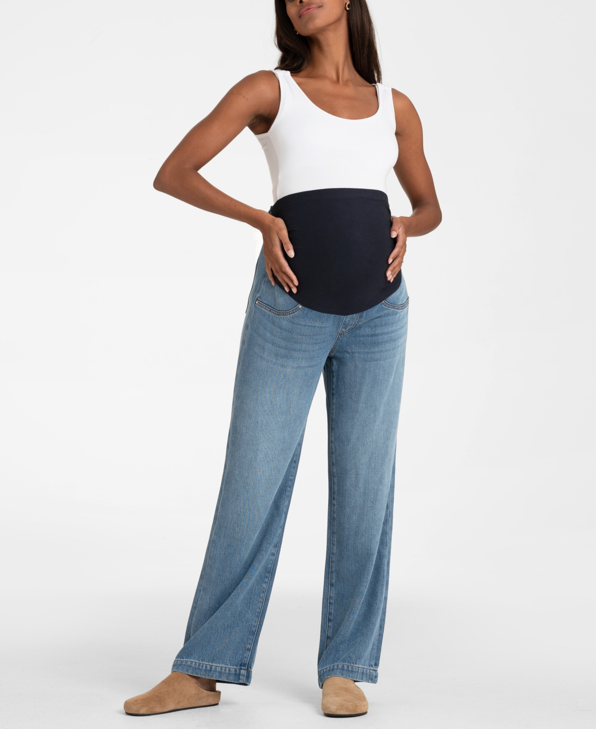 Shop Seraphine Women's Maternity Mid Bump Wide Leg Maternity Jeans In Light Blue