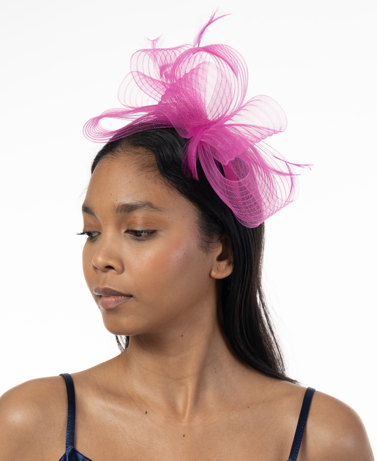 Shop Bellissima Millinery Collection Women's Mixed Bow & Feather Fascinator In Fuchsia