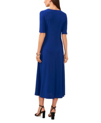MSK Women's V-Neck Twist-Front Elbow-Sleeve Midi Dress - Macy's