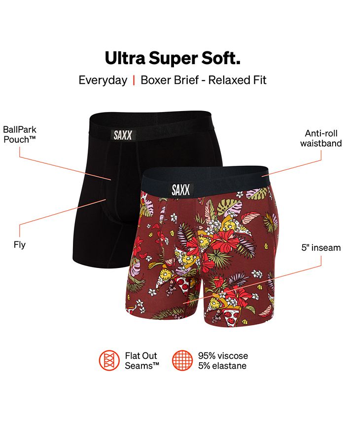 SAXX Men's Ultra Super Soft 2-Pk. Relaxed-Fit Moisture-Wicking Boxer ...