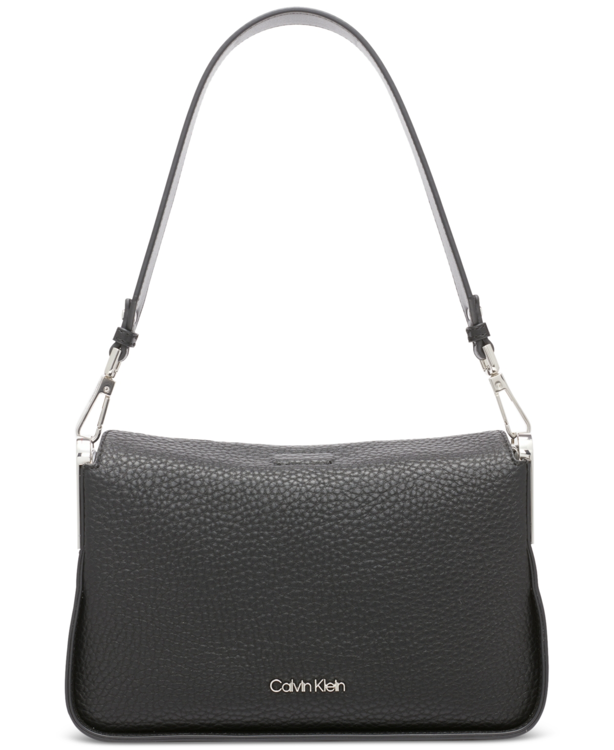 Shop Calvin Klein Fay Demi Shoulder With Magnetic Top Closure In Black,silver