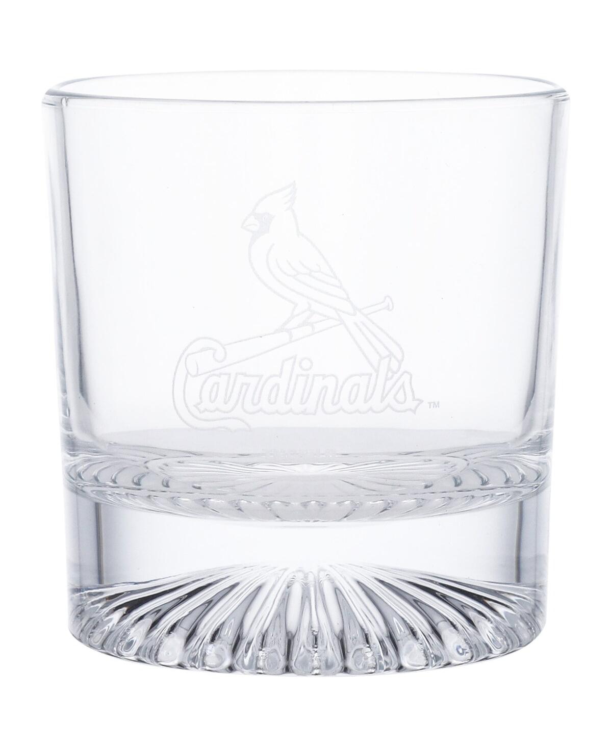 MEMORY COMPANY ST. LOUIS CARDINALS DECANTER AND TWO ROCKS GLASSES SET