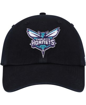 Men's Black Charlotte Hornets Team Logo Clean Up Adjustable Hat