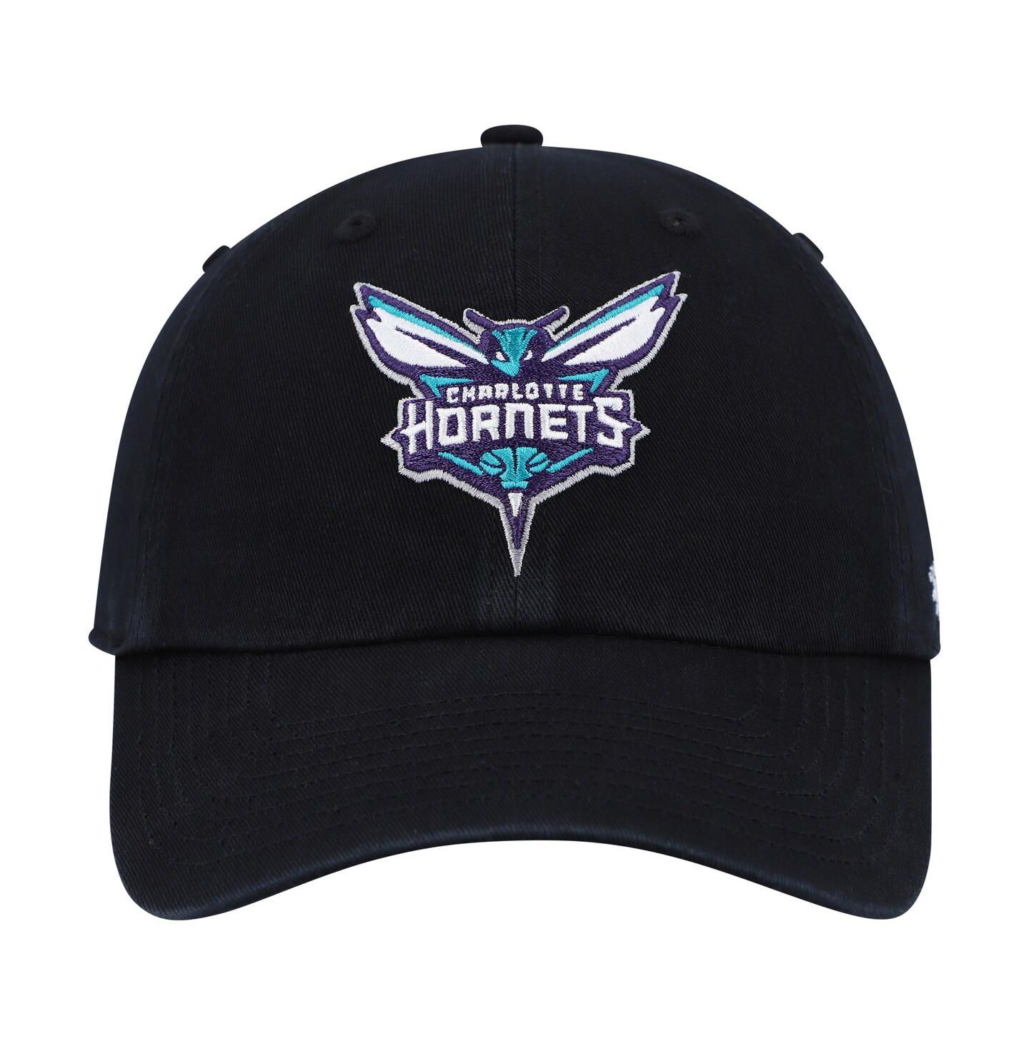 Мужская кепка '47 Brand Black Charlotte Hornets Team Logo Clean Up Adjustable Hat — фото 4
