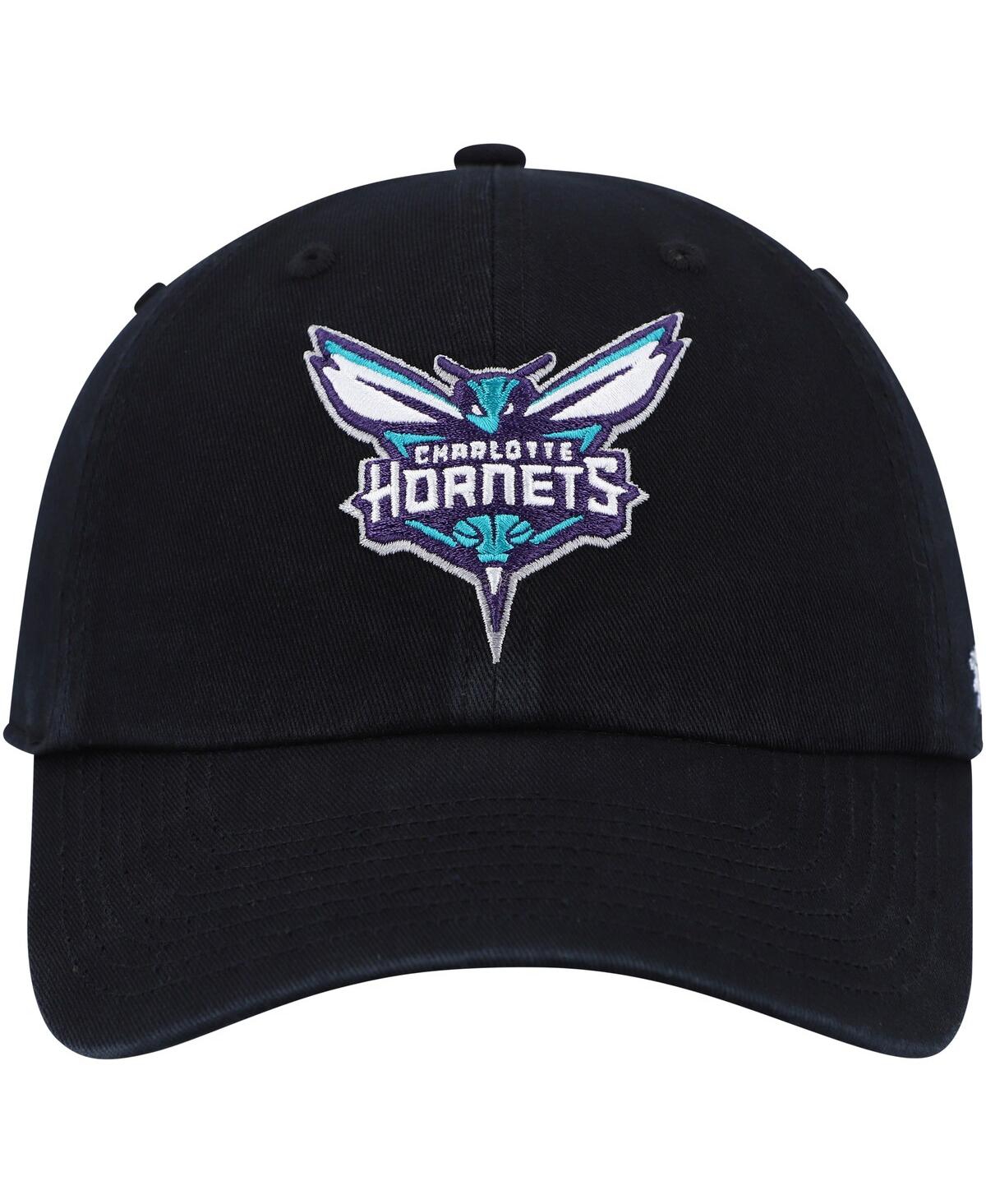 47 BRAND MEN'S '47 BRAND BLACK CHARLOTTE HORNETS TEAM LOGO CLEAN UP ADJUSTABLE HAT