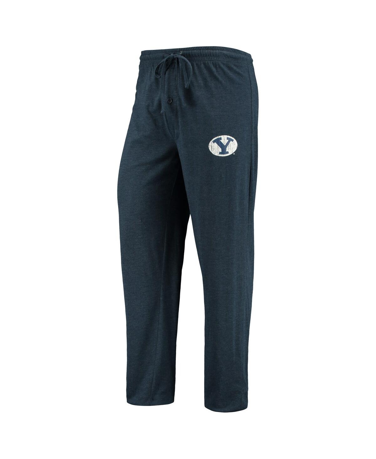 Concepts Sport Men's  Navy, Heathered Charcoal Distressed Byu Cougars Meter Long Sleeve T-shirt And P In Navy,heather Charcoal