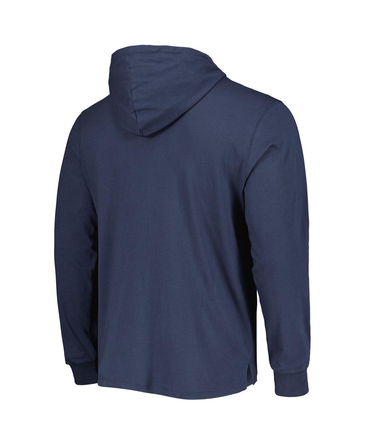 Shop 47 Brand Men's ' Navy Distressed Denver Broncos Field Franklin Hooded Long Sleeve T-shirt