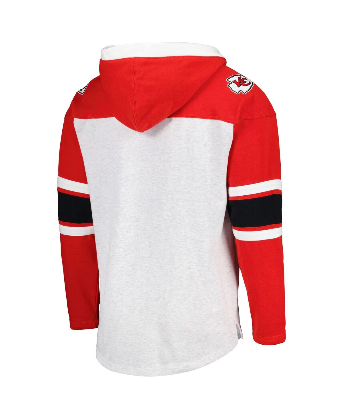 Men's '47 Brand Kansas City ChiefsGridiron Lace-Up Pullover Hoodie - Heather Gray