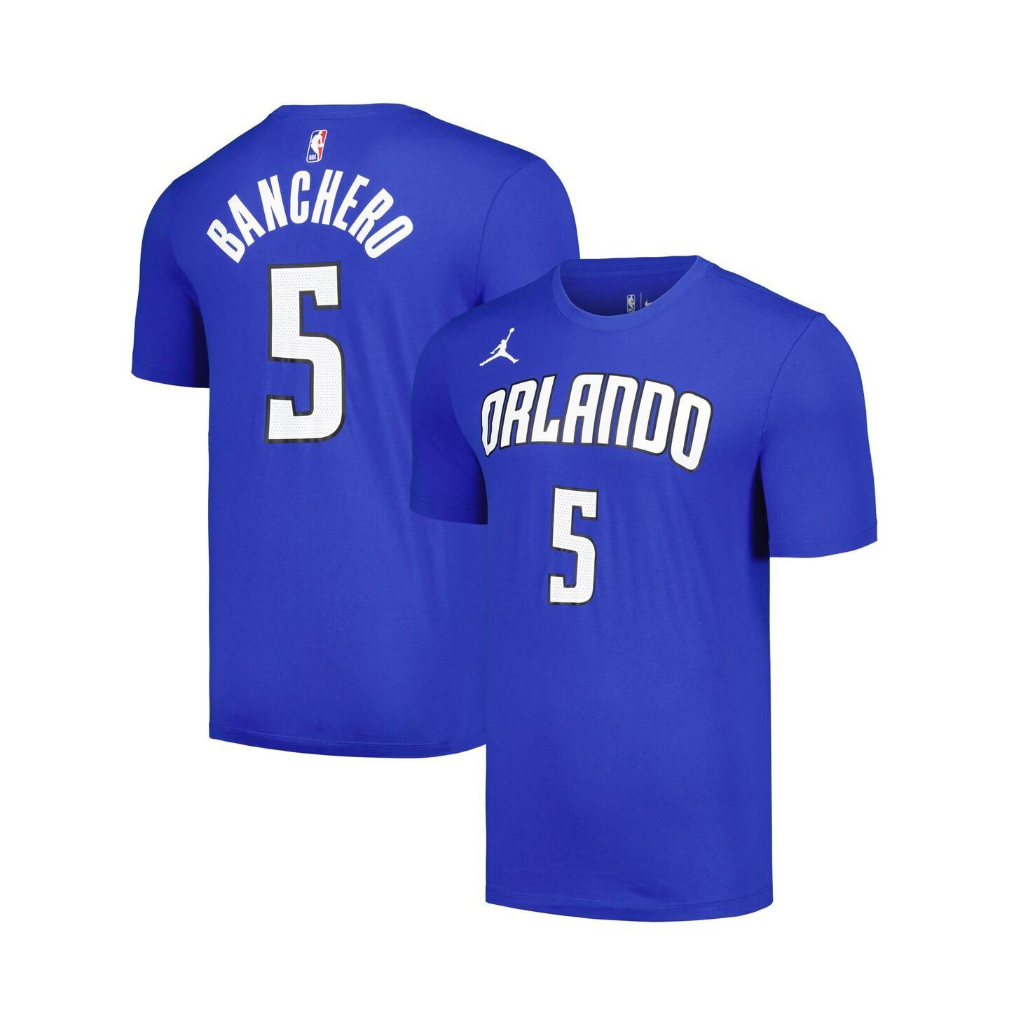 Мужская футболка Jordan Paolo Banchero Blue Orlando Magic 2022/23 Statement Edition Name and Number — фото 1