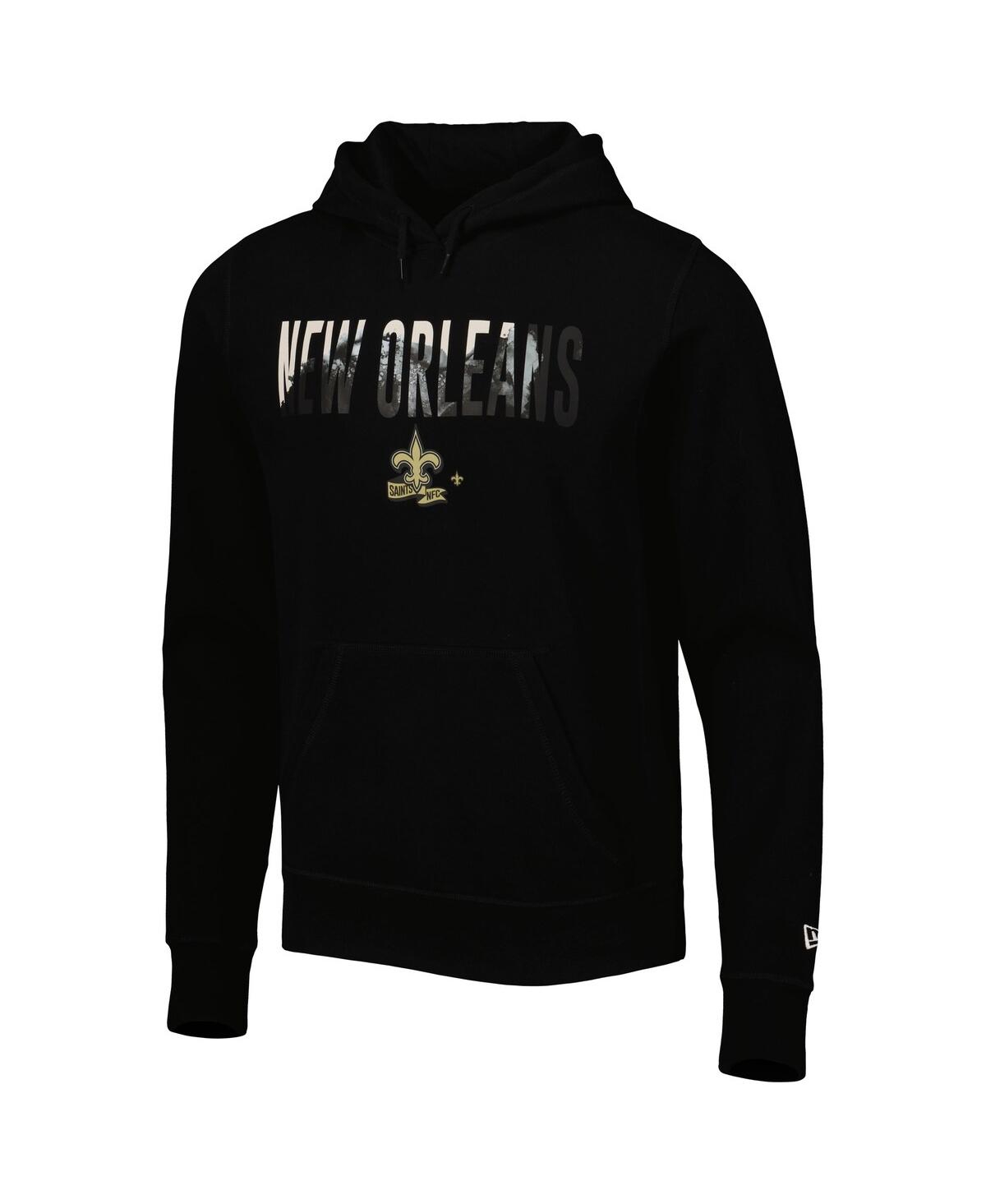 NEW ERA MEN'S NEW ERA BLACK NEW ORLEANS SAINTS INK DYE PULLOVER HOODIE 