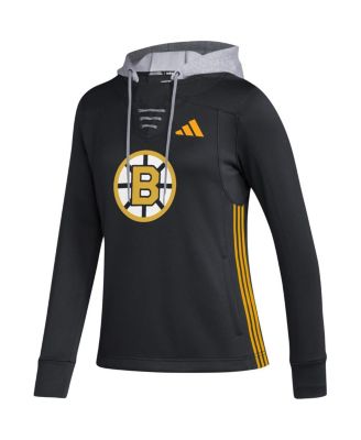 Women's Black Boston Bruins Refresh Skate Lace AEROREADY Pullover Hoodie