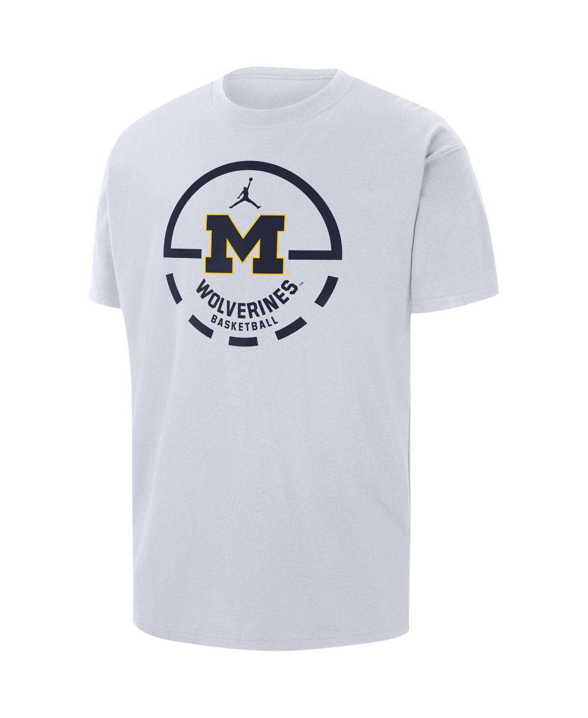 Shop Jordan Men's  White Michigan Wolverines Free Throw Basketball T-shirt