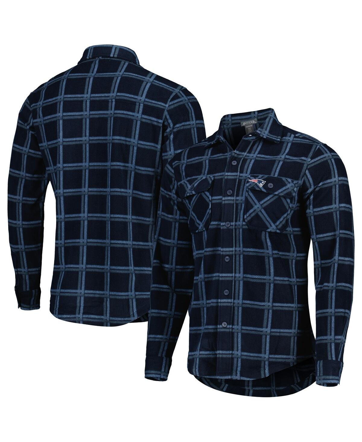Men's Antigua Navy New England Patriots Industry Flannel Button-Up Shirt Jacket - Navy