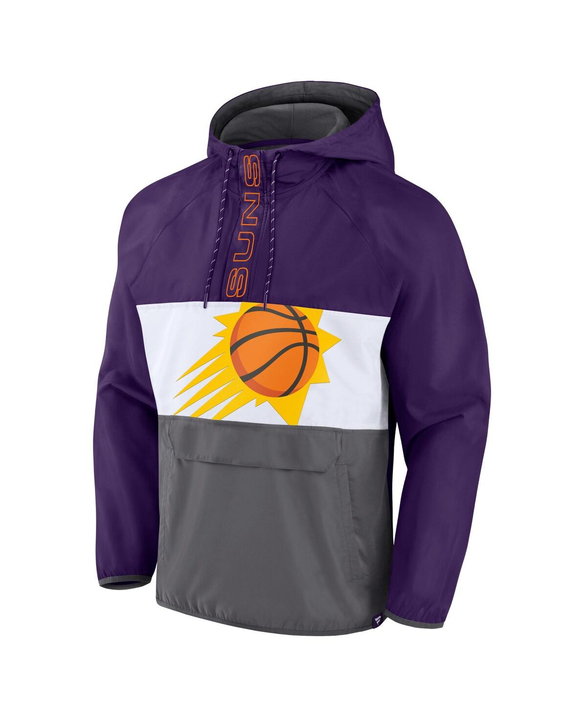 Men's Fanatics Gray Phoenix Suns Anorak Flagrant Foul Color-Block Raglan Hoodie Half-Zip Jacket - Gray