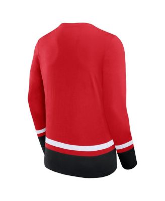 Men's Red New Jersey Devils Back Pass Lace-Up Long Sleeve T-shirt